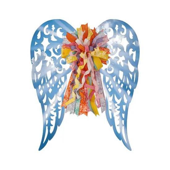 24" Metal Filigree Angel Wings: Sky Blue/White {2}