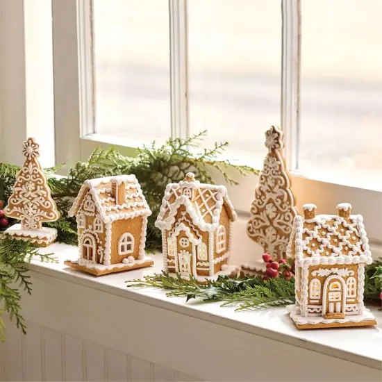 Gingerbread House and Trees (Set of 5) {3}