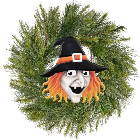 12" Metal Embossed Sign: Witch Head (Grey) {5}