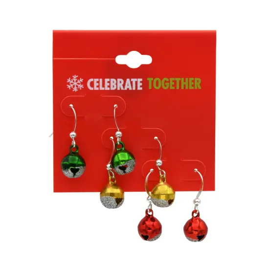 Christmas Ornament Ball Earrings, Set of 3 Pairs, Holiday Festive Xmas Jewelry {2}