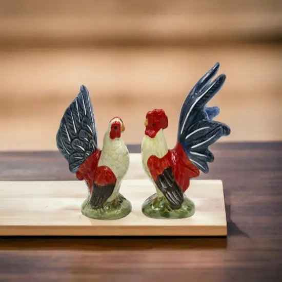 Ceramic Mini Blue Rooster Salt And Pepper Shakers, Home D&eacute;cor, Gift for Her, Gift for Mom, Kitchen D&eacute;cor, Farmhouse D&eacute;cor, Fall Decor {2}