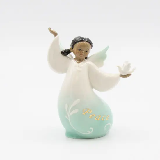 Ceramic African American Guardian Angel Girl with Dove Figurine, Home D&eacute;cor, Religious D&eacute;cor, Religious Gift, Church D&eacute;cor, Baptism Gift {3}