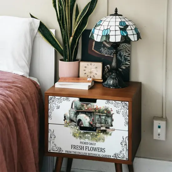 3pcs/Set Vintage Truck Flowers Rub on Transfer Stickers 11.8x5.9 Inch {5}