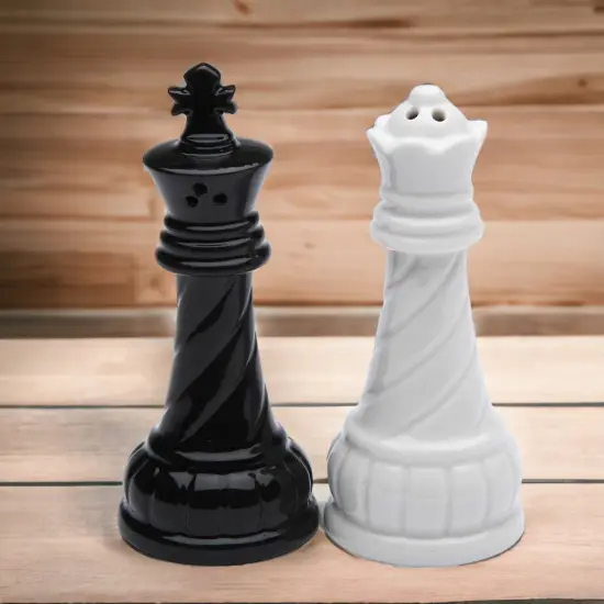 Ceramic King And Queen Chess Pieces Salt And Pepper Shakers, Home Décor, Gift for Him, Gift for Dad, Kitchen Décor, Game Room Decor {2}