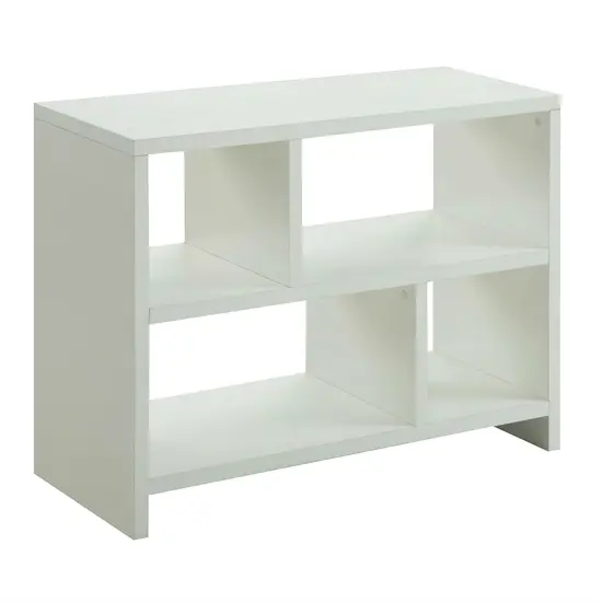 Stylish White 2-Shelf Bookcase Console Table for Living Room Decor {3}