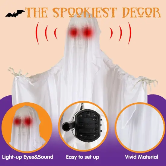 67" Halloween Animatronics Ghost Decor with Creepy Sound {2}