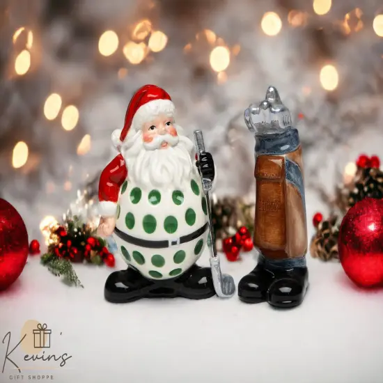 Ceramic Christmas Golf Santa Salt & Pepper Shakers, Home Décor, Gift for Her, Gift for Mom, Kitchen Décor, Christmas Décor {1}