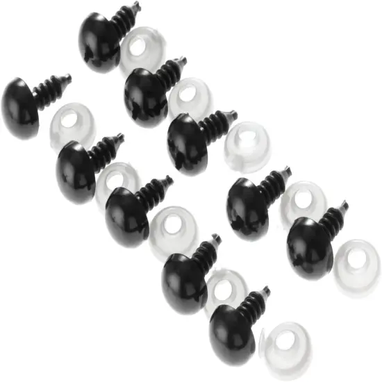 60Pcs Black Plastic Safety Eyes with Washers - 10mm {1}