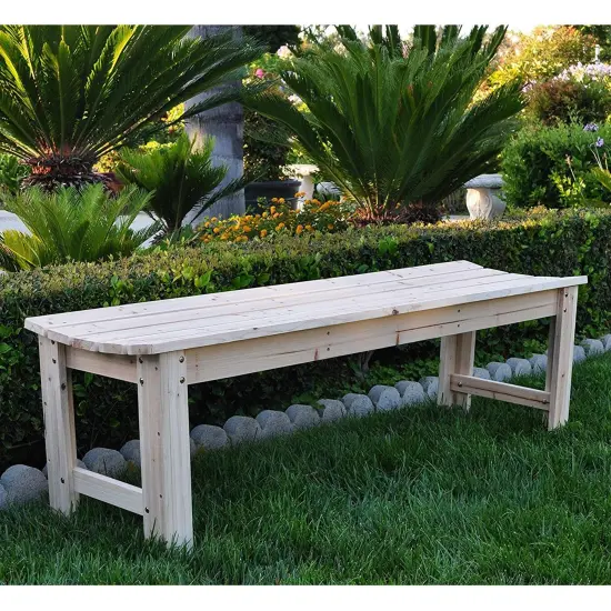 5 Ft Backless Wooden Garden Bench for Outdoor Patio Seating {3}