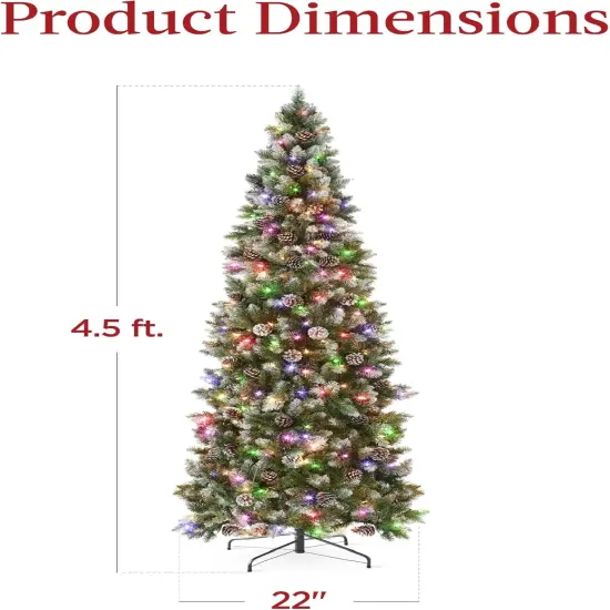 Pencil Christmas Tree Slim Frosted Tree with 250 Lights & Foldable Stand for Space Saving Holiday Decor White Lights {11}