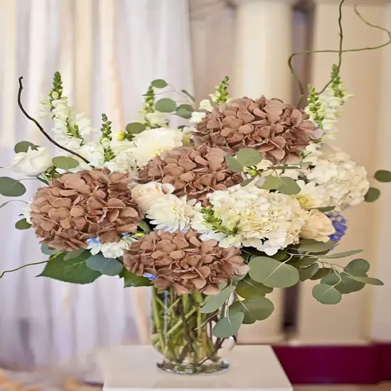 3 Pcs 17" Artificial Dried Touch Hydrangeas Flowers - Pinkish Brown {4}