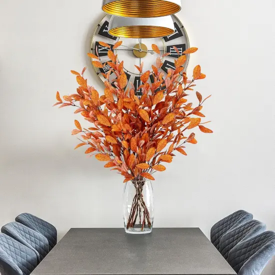 6 Pcs Artificial Fall Eucalyptus Stems (Orange) {4}