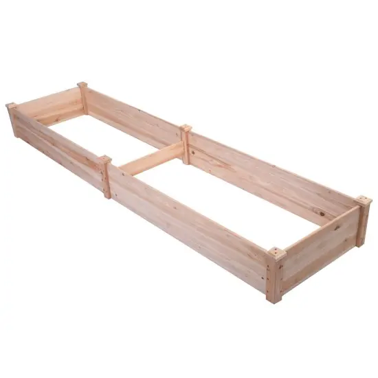 Natural Cedar Wood 8ft Raised Garden Bed with Divider for Planting {1}
