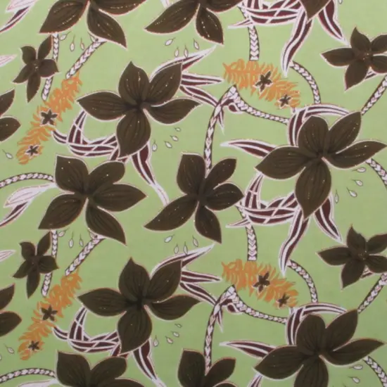 1 Yard Large All Over Plumeria Glitter Polyester Fabric 60 Inch Width Green {1}