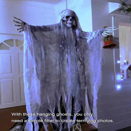 3 Pack Hanging Ghosts & Grim Reaper for Indoor & Outdoor Haunted House {3}