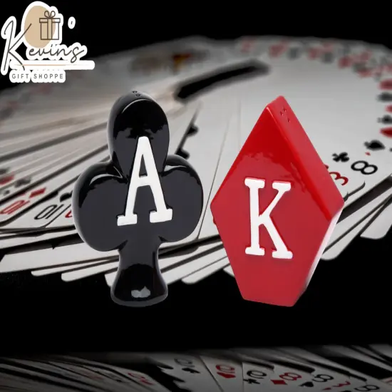 Ceramic Ace of Clubs and King of Diamonds Salt & Pepper Shakers, Home Décor, Gift for Him, Gift for Dad, Kitchen Décor, Game Room Decor {1}