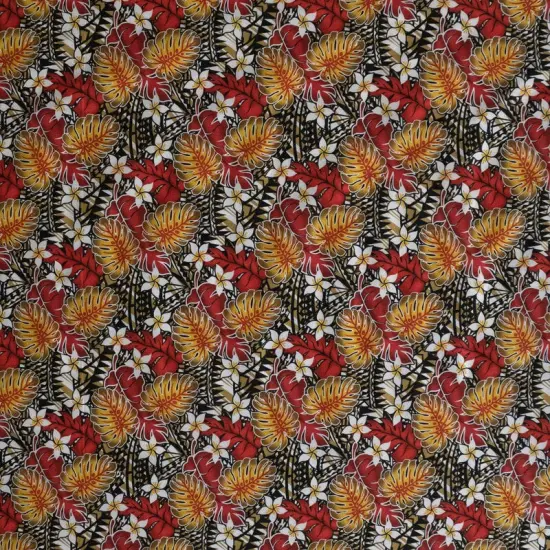 1 Yard Tiare Split Leaf Monstera Poly Cotton Fabric For Sewing Crafts And Home D&eacute;cor Projects 44/45 Inches Red White {4}