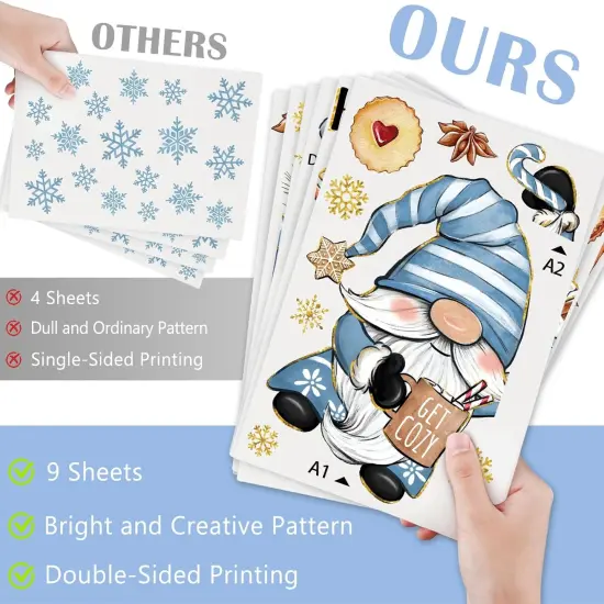 145 PCS Hello Winter Gnome Window Clings 9 Sheets {5}