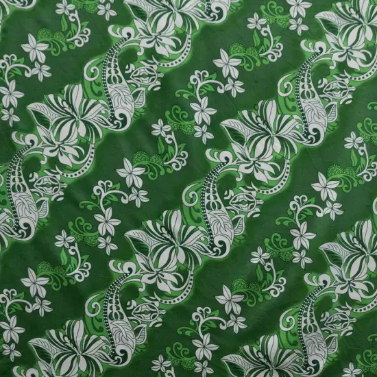 1 Yard Diagonal Hibiscus Plumeria Sea Turtle Swirl Peachskin Fabric 45 Inch Width Royal {7}