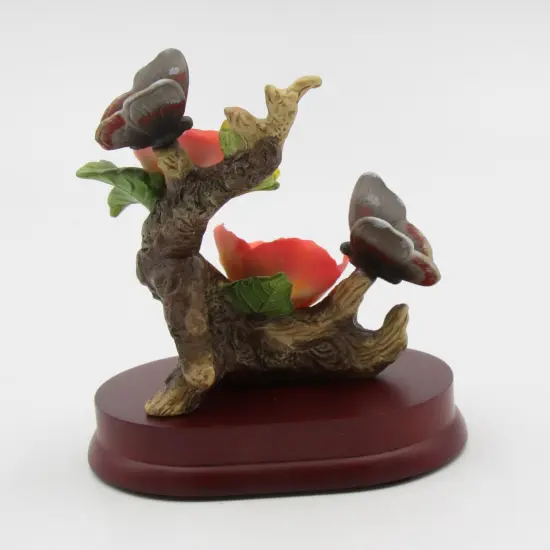 Ceramic Poppy Flowers with Butterfly Figurine, Home D&eacute;cor, Gift for Her, Gift for Mom, Nature Lover Gift {3}