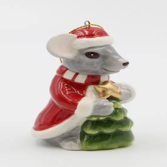 Ceramic Christmas Mouse With Tree Ornament, Home D&eacute;cor, Gift for Her, Gift for Mom, Kitchen D&eacute;cor, Christmas D&eacute;cor {4}