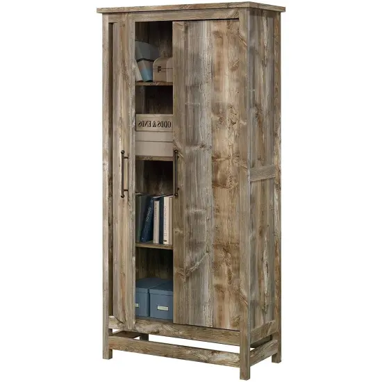 Farmhouse Storage Cabinet Wardrobe Armoire in Rustic Wood Finish {1}