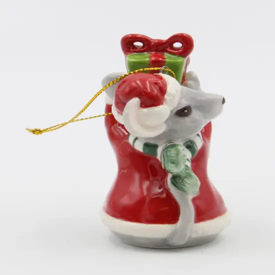 Ceramic Christmas Mouse With Gift Ornament, Home D&eacute;cor, Gift for Her, Gift for Mom, Kitchen D&eacute;cor, Christmas D&eacute;cor {3}