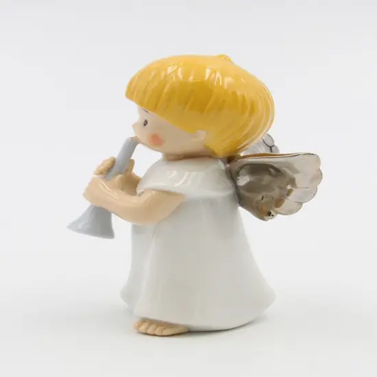 Ceramic Little Angel Playing Trumpet Figurine, Home D&eacute;cor, Religious D&eacute;cor, Religious Gift, Church D&eacute;cor, Baptism Gift {5}