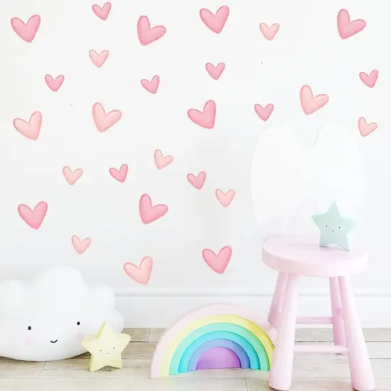 80pcs Pink Heart Shape Wall Decals {4}