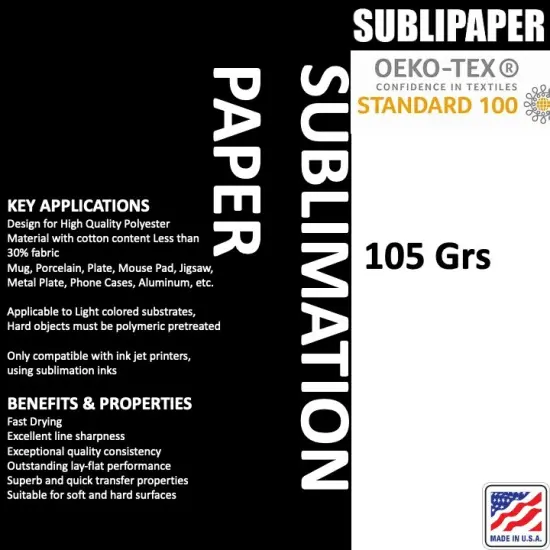 SUBLIPAPER Sublimation Paper - Heat Transfer Paper 8.5x11 inch Compatible with Inkjet Sublimation Printers 105g {7}