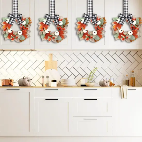 4 Pcs 9" Mini Fall Wreath - Pumpkin Style {4}