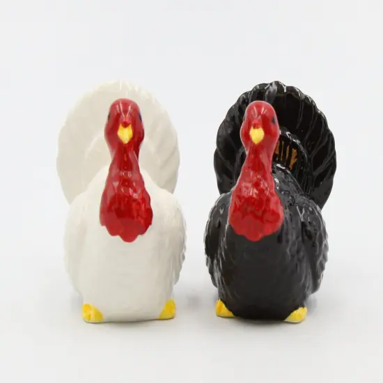 Ceramic Thanksgiving Small White & Black Turkey Salt And Pepper Shakers, Home D&eacute;cor, Gift for Her, Gift for Mom, Kitchen D&eacute;cor, Fall D&eacute;cor {3}