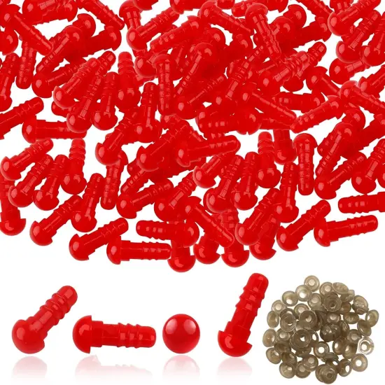 50pcs 6mm Safety Eyes for Amigurumis with Washers Red {1}