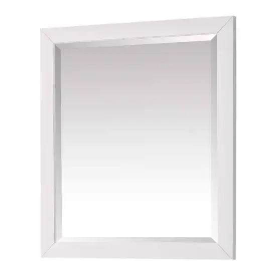 Solid Wood Frame 28x32 in. Rectangular Wall Bathroom Mirror White {1}
