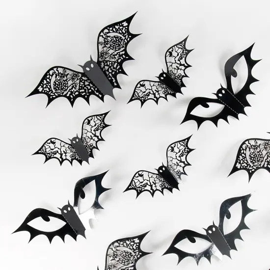 Halloween Decoration 48Pcs Reusable Black Bats Wall Stickers {1}