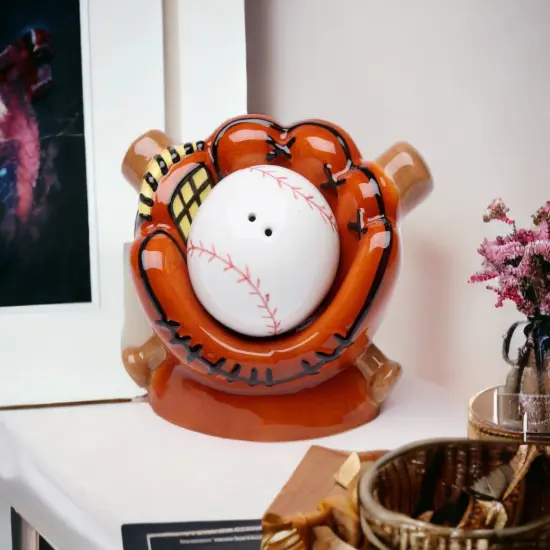 Hand Painted Ceramic Baseball Salt & Pepper Shakers, Home D&eacute;cor, Gift for Him, Gift for Dad, Kitchen D&eacute;cor, Game Room Decor {2}