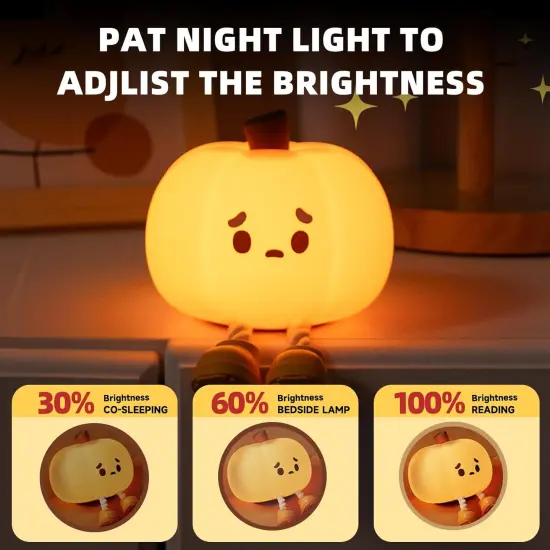 Cute Pumpkin Decor Silicone Night Lamp with 3 Level {2}