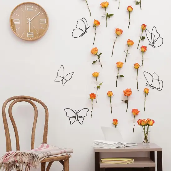 6 Pieces Metal Butterfly Wall Decor Decals - Black, Classic {5}