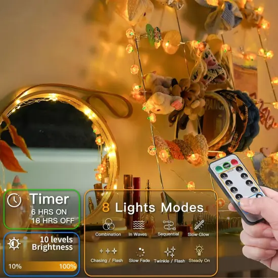 3D Fall Pumpkin String Lights - 12.8ft 40 LED (Tiny Pumpkin) {5}