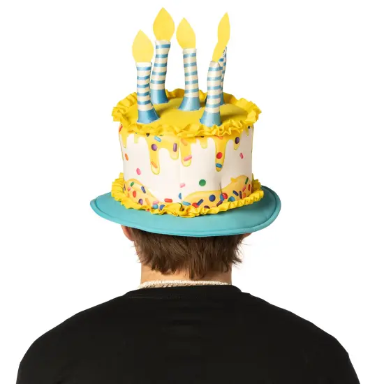 Birthday Cake Hat Costume, Adult One Size Yellow, blue & white {3}