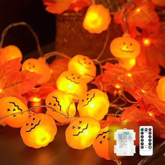 Halloween String Lights Pumpkin & Maple Leaf Lights {1}