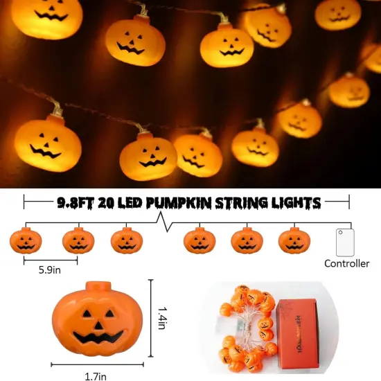 Halloween Pumpkin String Lights - 20 LED 10 FT {2}