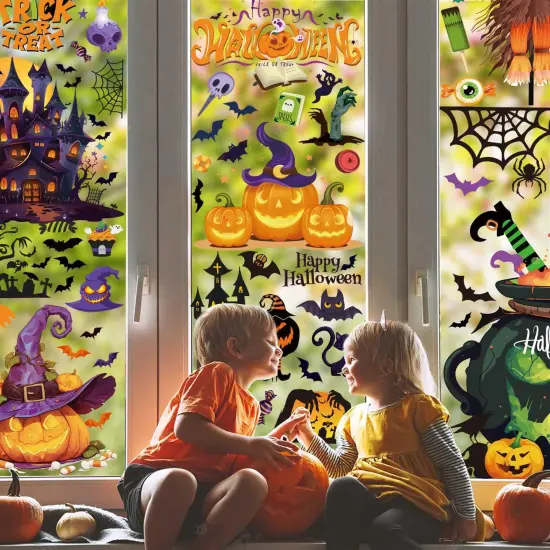 9 Sheets Halloween Window Clings Decals {2}
