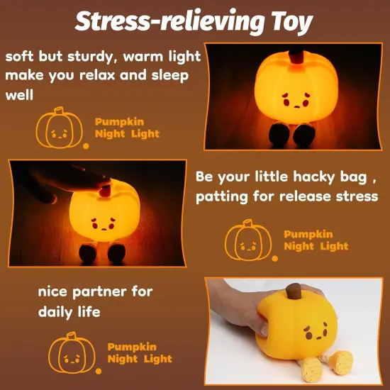Cute Silicone Pumpkin Light Squishy Touch Nightlight {5}