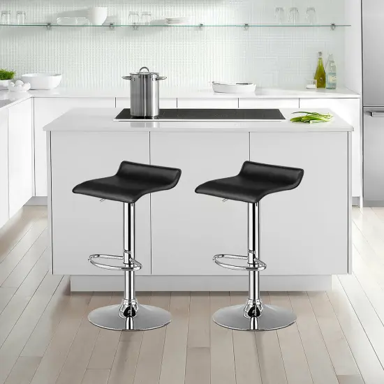 Costway Set of 2 Swivel Bar Stool Adjustable PU Leather Backless Dining Chair White/Black/Coffee {4}