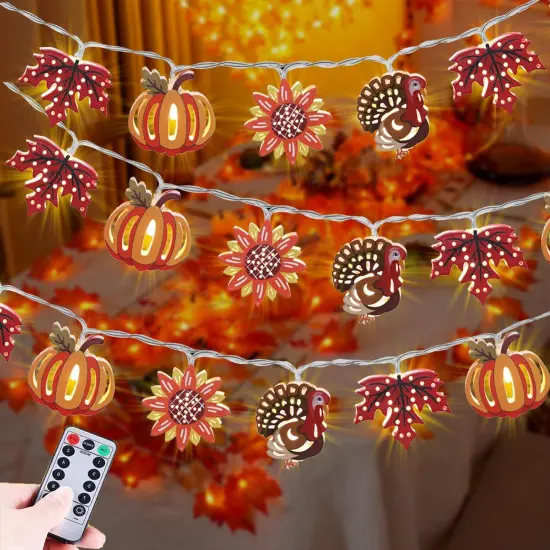20 LED Maple Leaf Pumpkin Turkey Fall Lights {1}