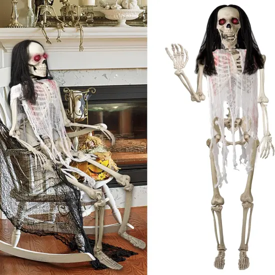 5.4 Ft Halloween Skeleton - Full Body Posable Joints {1}