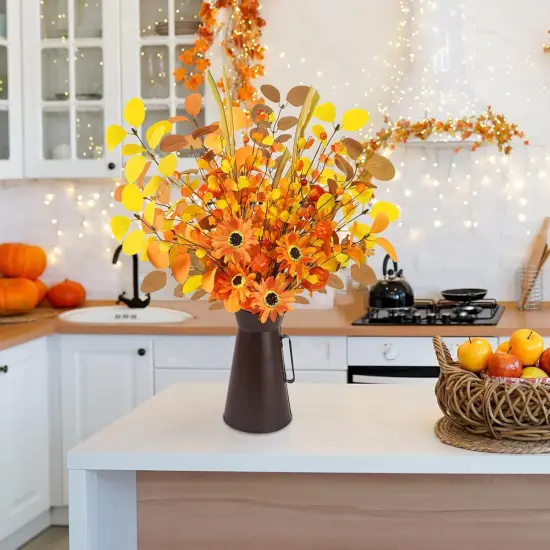 22.5" Artificial Fall Flowers with Metal Pot {2}