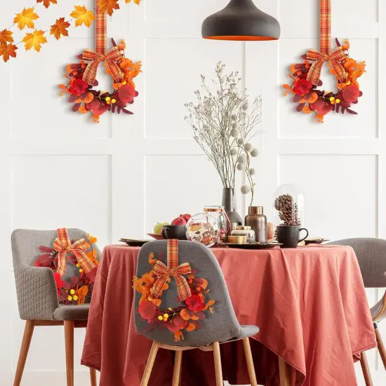 2 Pcs 9" Mini Fall Wreaths - Autumn Leaves Style {3}