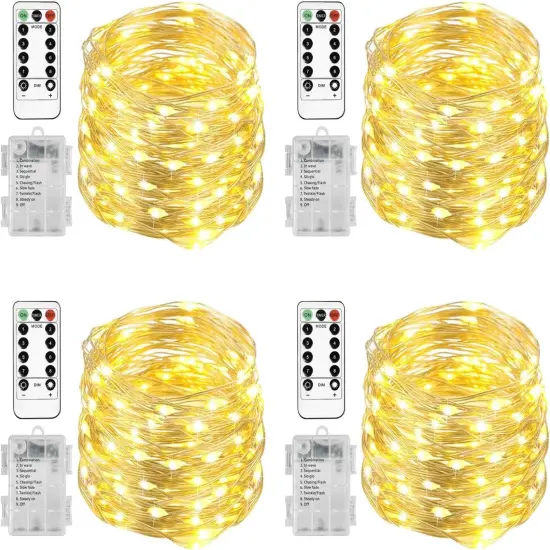4 Pack 20 Ft 60 LED Fairy Lights Battery Operated Christmas Lights {1}